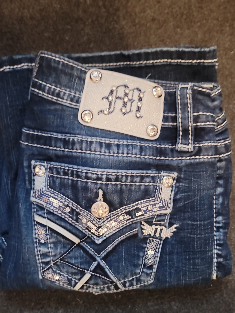 Miss Me Dark Blue Women's Jeans with Embroidered Pocket Detail